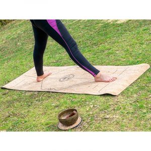 Sustainable cork yoga mat with alignment lines