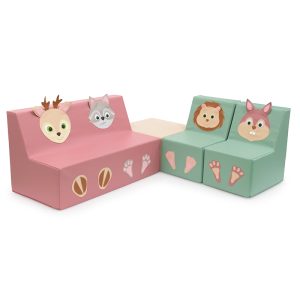 Conjunto de Sofás com Quadrado Animais da Floresta